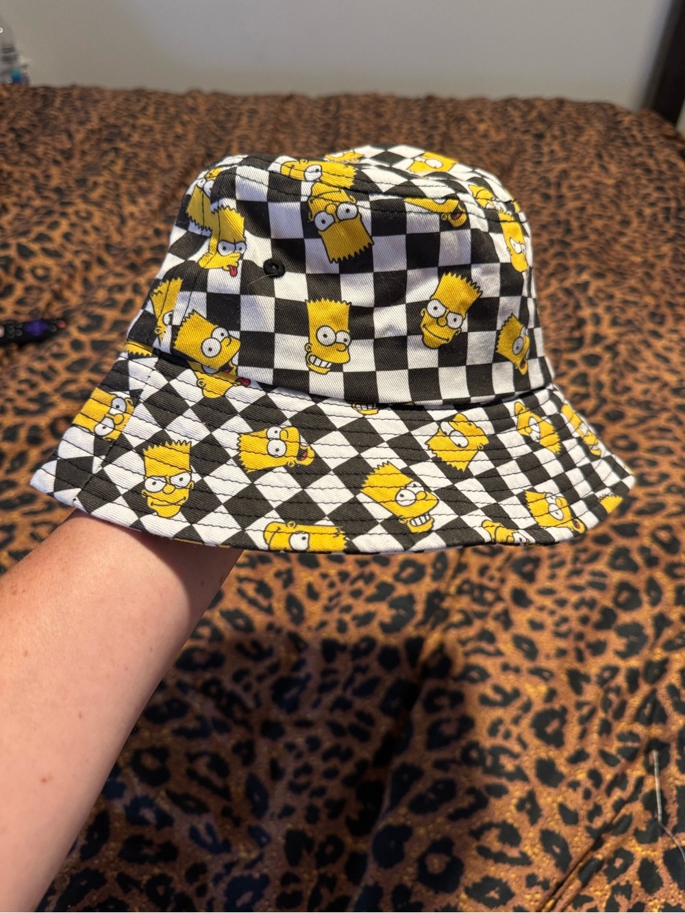 The Simpsons Bart Checkerboard Cartoon Bucket Hat